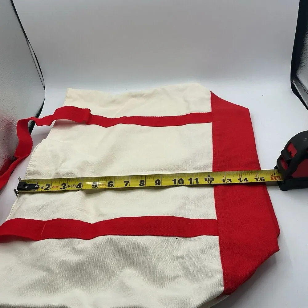 LEGO Logo Red Cream Canvas Tote Bag Reusable Shopping Bag New With Tags